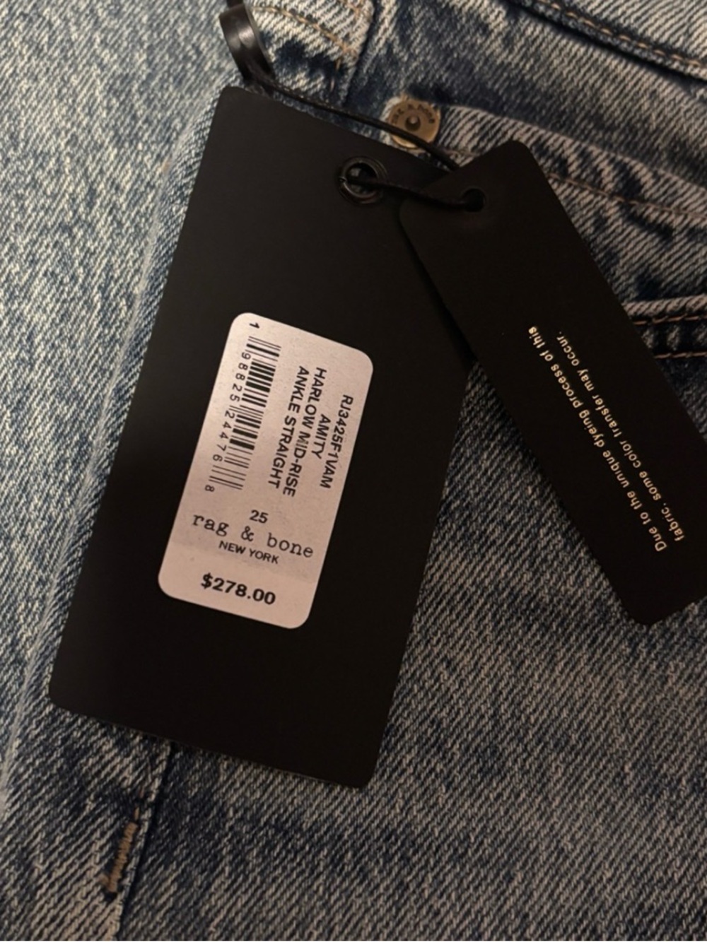 Rag and Bone Harlow Mid Rise Ankle Straight 25 Amity NWT - Picture 7 of 8